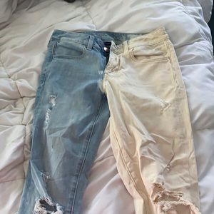 american eagle super stretch distressed skinny jeans